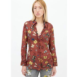 Dolce & Gabanna Vintage 2000s Butterfly Silk Chiffon Blouse
